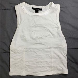 White crop top with stitching details